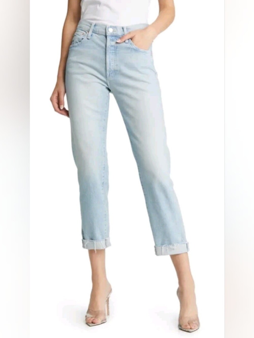 MOTHER Superior "The Scrapper Cuff Ankle Fray" Denim Jeans Size 26
